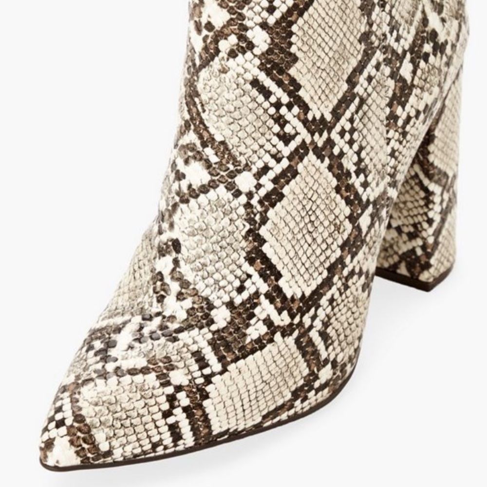Snake Pattern Block Heeled Bootie - Picture 3 of 5
